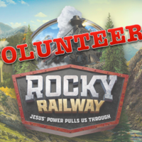 Logo for VBS 2021: Rocky Railway VOLUNTEER REGISTRATION