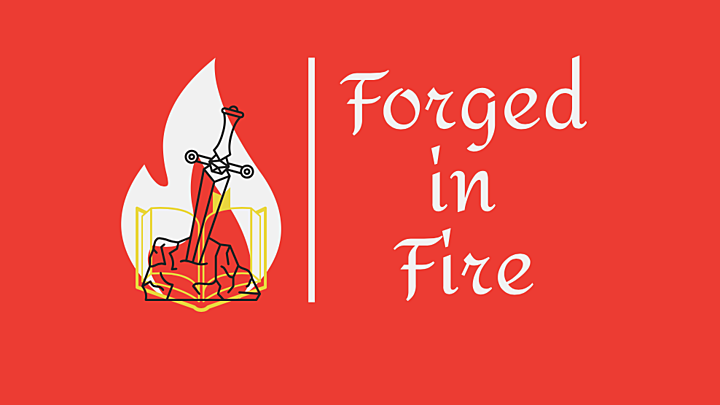 Logo for "Forged in Fire" - English Women Life Group