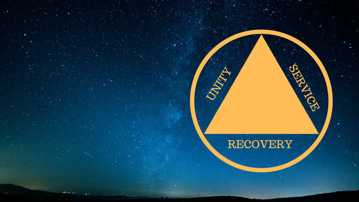 Logo for Alcoholics Anonymous recovery meeting.