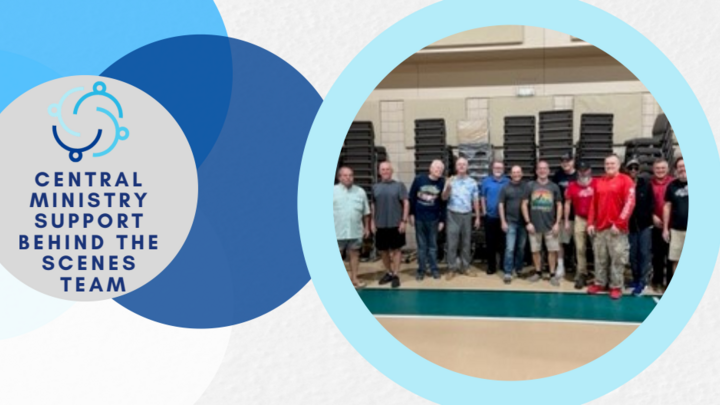 Logo for Support Teams - Behind the Scenes: Handles setup, tear down, and various projects - like painting- to keep the church fresh and welcoming