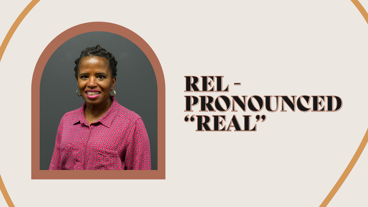 Logo for REL-pronounced "real"