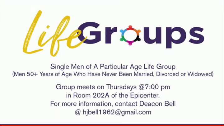 Logo for Life Group - Single Men of a Particular Age with Deacon Harold Bell