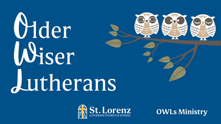 Logo for OWLs - Older, Wiser, Lutherans