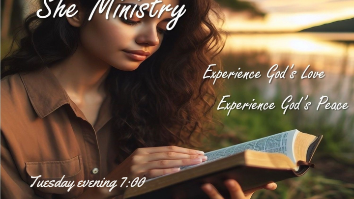 Logo for SHE Ministry Tuesday night 7:00