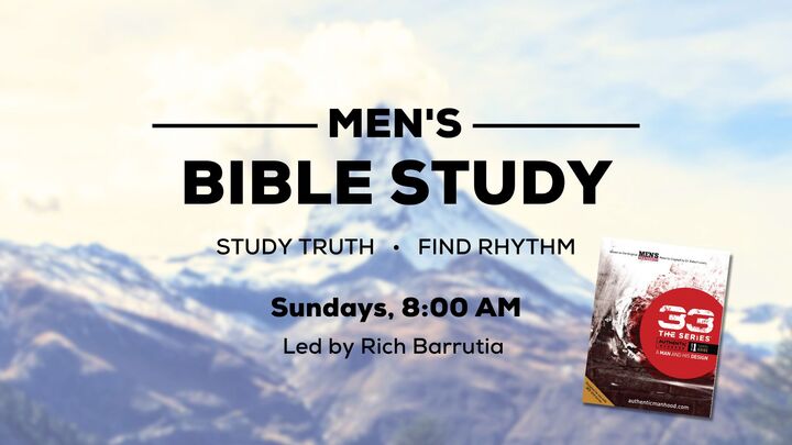 Logo for '25-'26 Men's Bible Study: led by Rich Barrutia