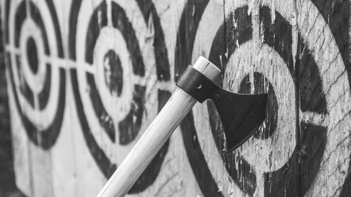 Logo for Knife & Axe Throwing with Friends and Snacks!