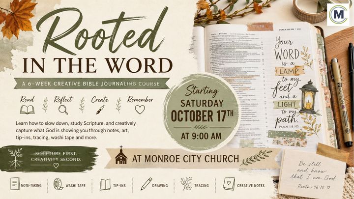 Logo for Rooted in the Word - Creative Bible Journaling Course
